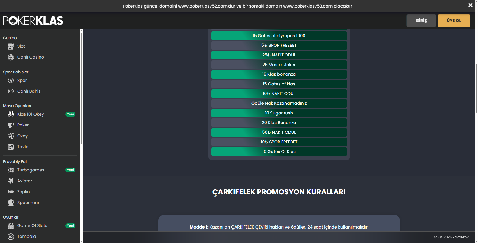 Pokerklas Canlı Casino